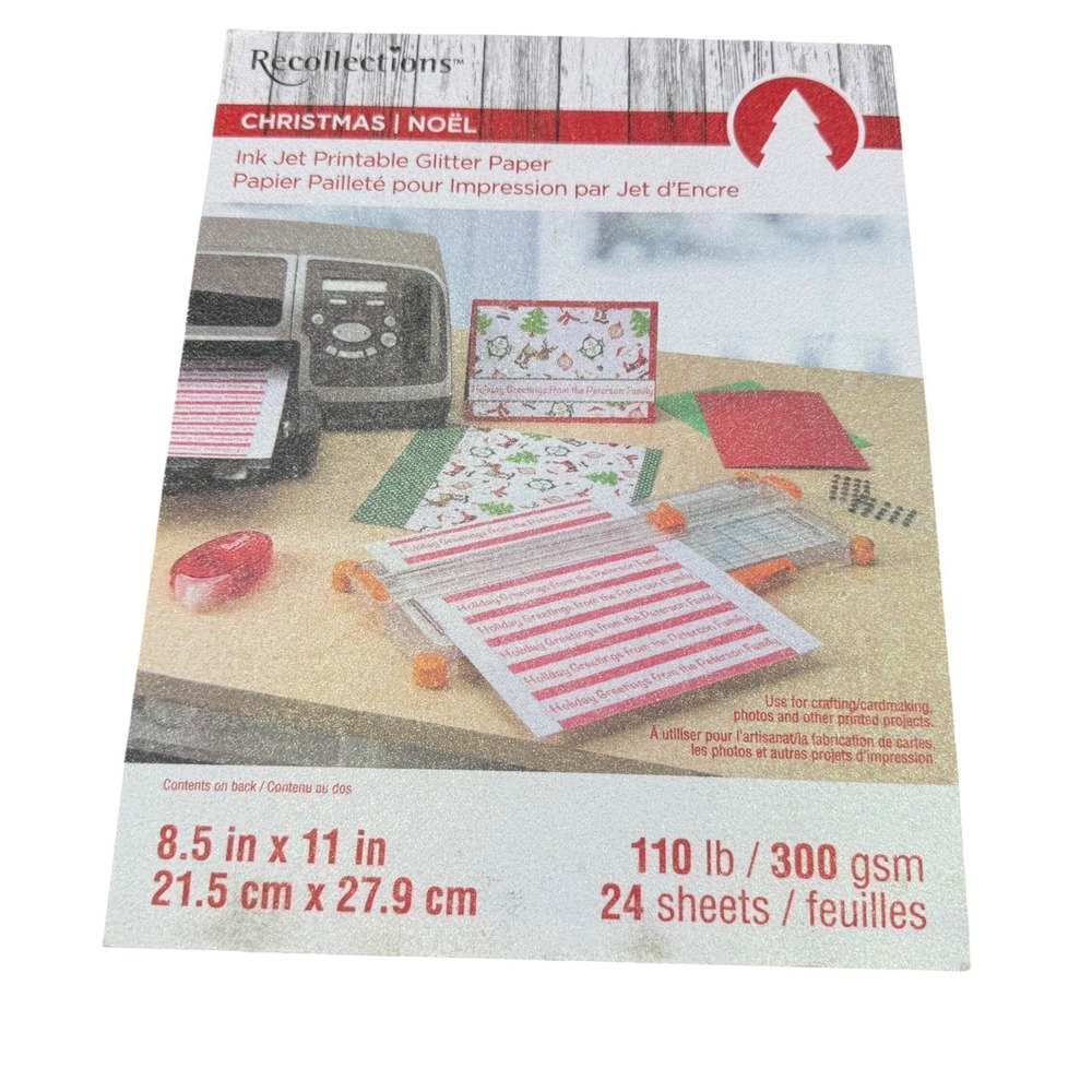 Recollections Christmas Ink Jet Printable Glitter Paper 24ct 8.5x11 110lb Retro